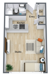 Studio Floor Plan Studio Floor Plan at The Life at Edgewater Landing, Columbus, Ohio